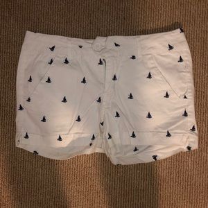 White Shorts with Blue Sailboats